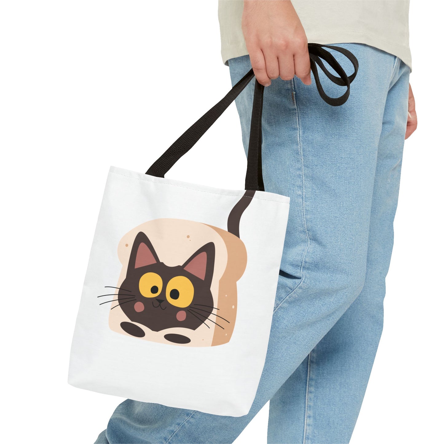 Cute Cat and Bee Cool Tote Bag | Happy Animal Eco-Friendly Bags, Gift for Cat Lovers, Animal Lovers, Fun Shopping Bag, Summer Tote
