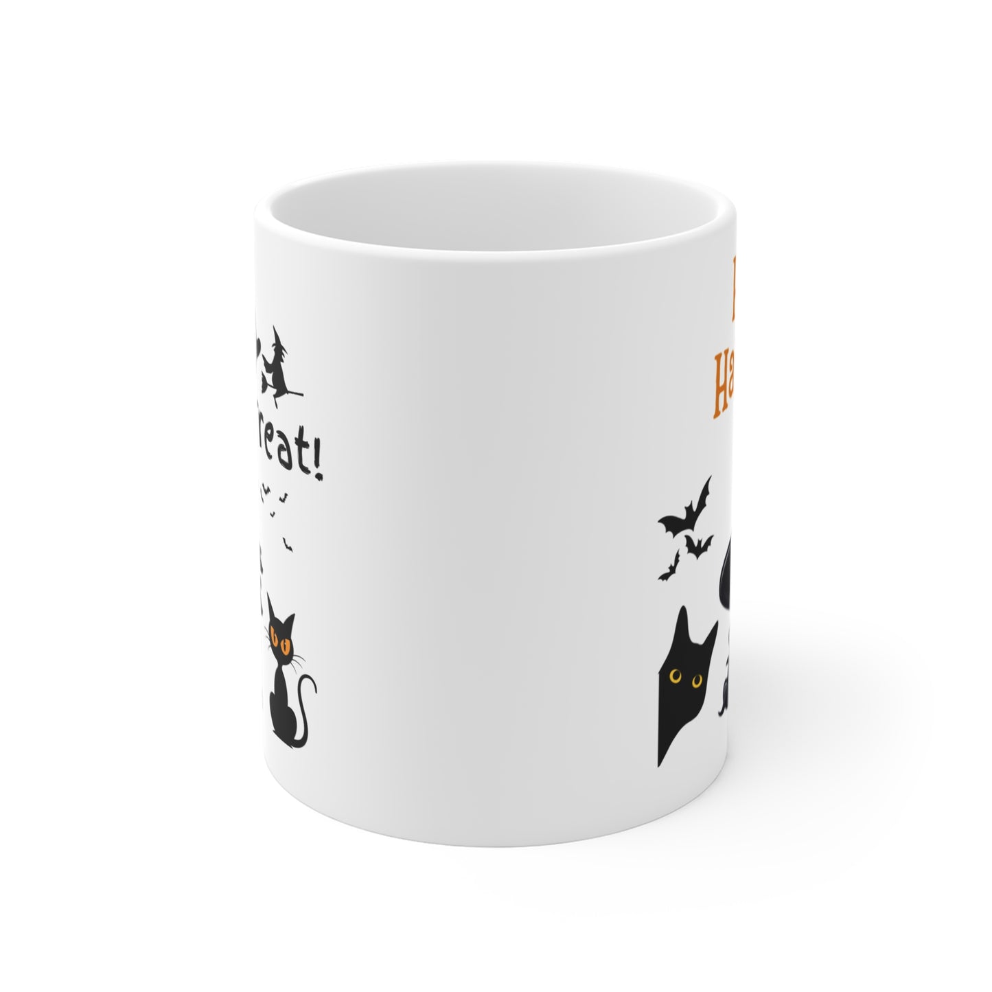 Halloween-Themed Mug, Cat Lover Gift, Trick or Treat Beverage Cup, Spooky Coffee Mug, Fun Halloween Decor